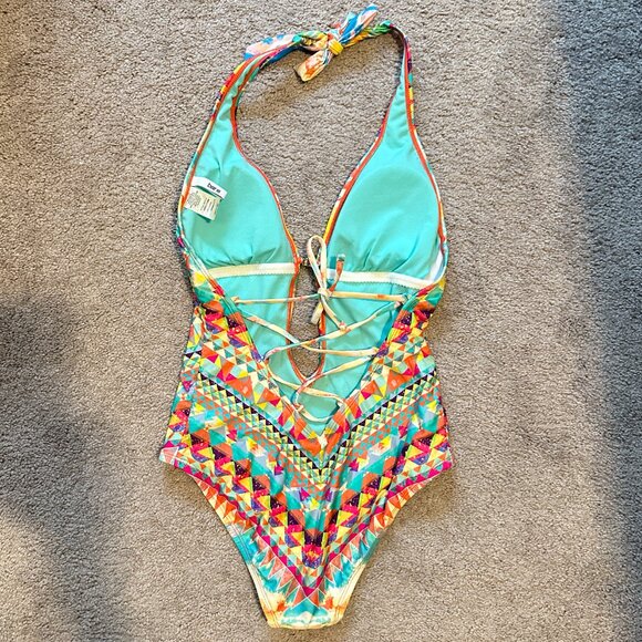 BAR III | Women’s One Piece Bathing Suit criss cross back | Multi Color |Size: S - Picture 10 of 13